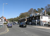 The shops across from the station