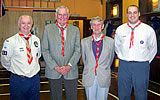 From left to right: Alistair Wyllie (Cub Leader), Robert McCrone, Sammy Hay and Scott Thomson (Scout Leader)