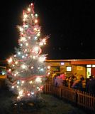 Christmas lights being switched on