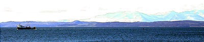 The CalMac ferry makes it way back to Wemyss Bay